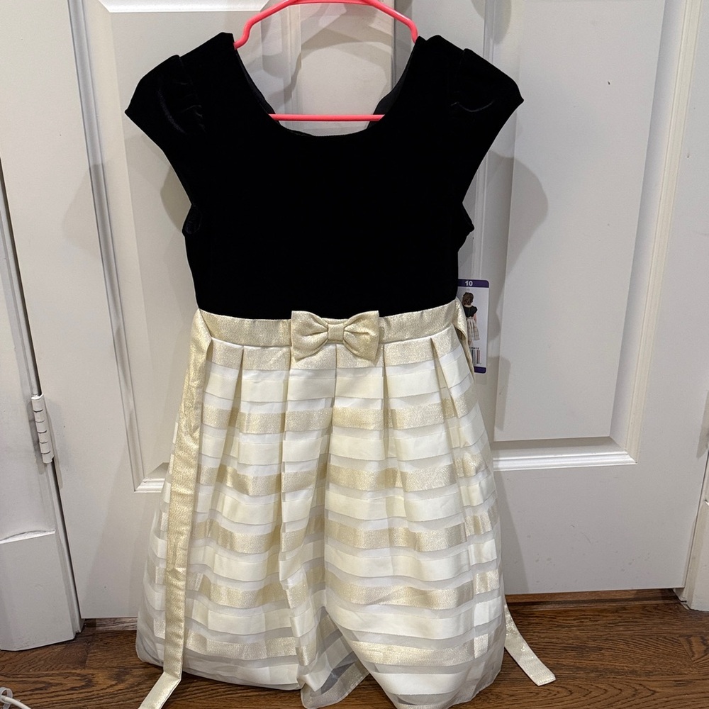Jona Michelle Black and Cream Striped Dress